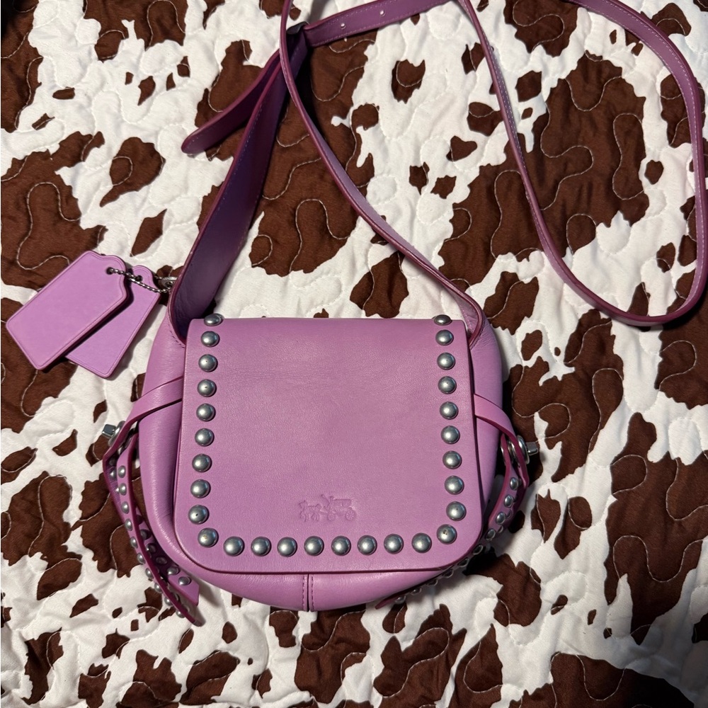 Coach Lavender Crossbody Bag with Silver Studs